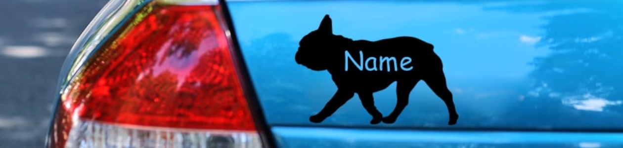 Hunde Silhouette mit Wunschname Autoaufkleber