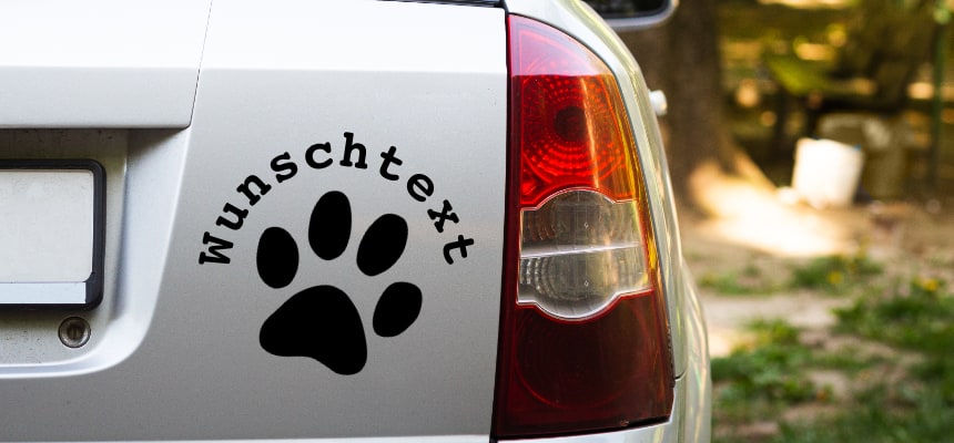 Pfoten & Wunschtexte Autoaufkleber