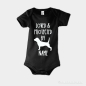 Preview: Baby Body Strampler Hund und Wunschtext schwarz