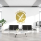 Preview: Hundefriseur Logo "Kamm & Schere"  Wandtattoo in gold-metallic
