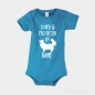Preview: Baby Strampler Chihuahua & Wunschtext blau