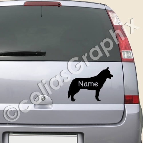 Siberian Husky Autoaufkleber mit Wunschname