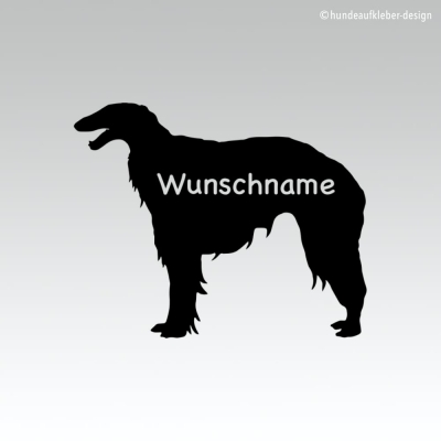Barsoi Hundeaufkleber mit Wunschtext