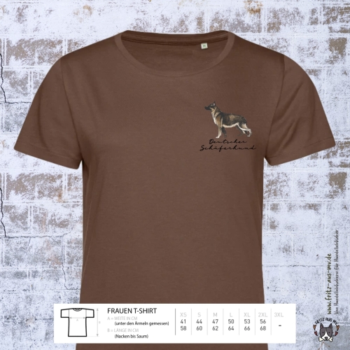 Deutscher Schäferhund Damen T-Shirt Farbe mocha