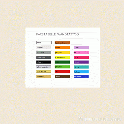 Wandtattoo Farbauswahl