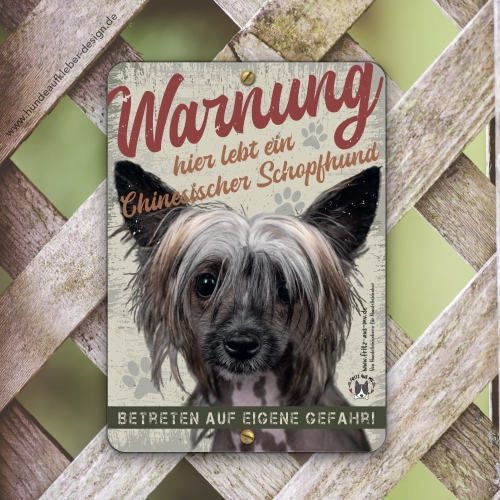 Chinesischer Schopfhund Warnschild DIN A5