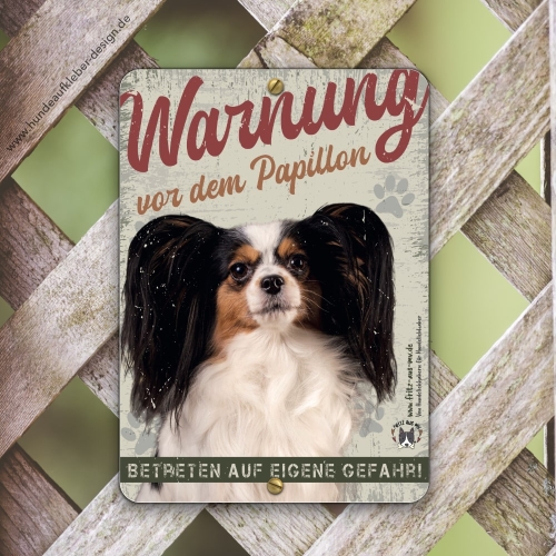 Papillon Warnschild DIN A5