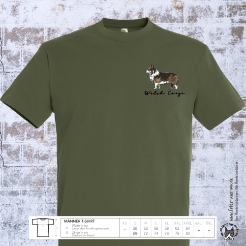 Welsh Corgi Herren T-Shirt Farbe army