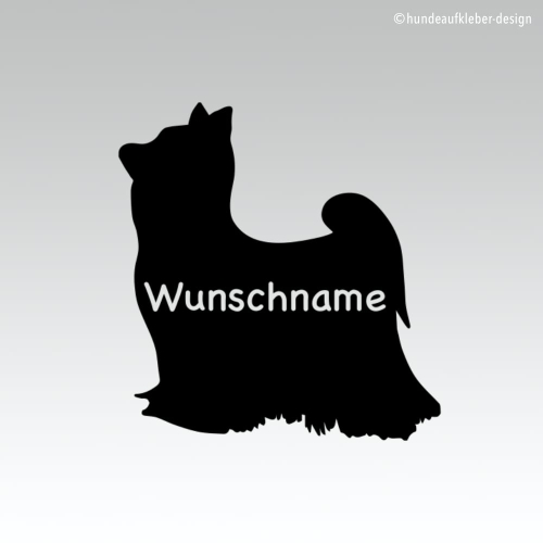 Preview: Yorkshire Terrier Hundeaufkleber mit Wunschtext