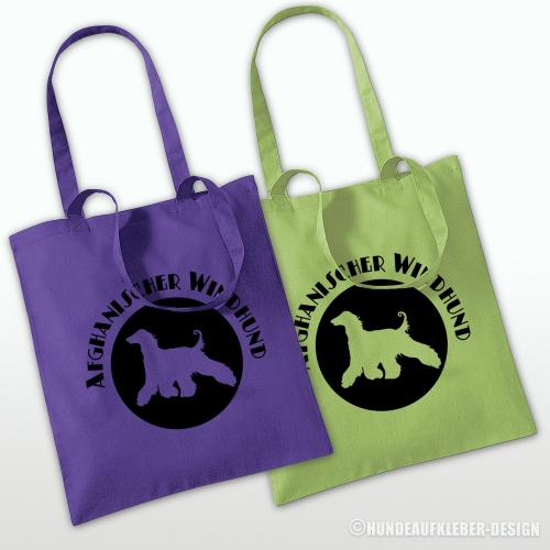 Afghanischer Windhund Tragetasche lila und kiwi