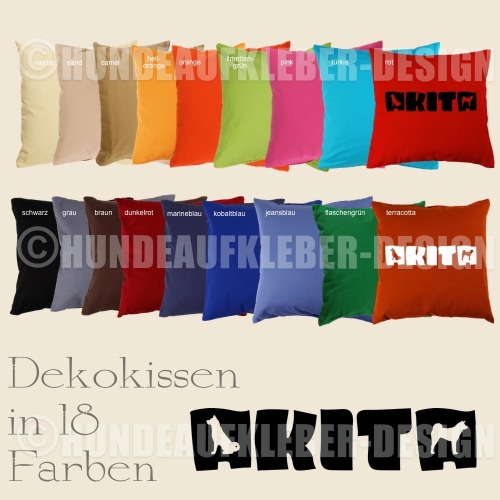 Preview: Hundekissen mit Akita Motiv bedruckt