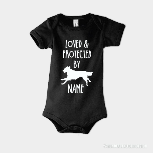 Baby Body Strampler schwarz Flat Coated Retriever