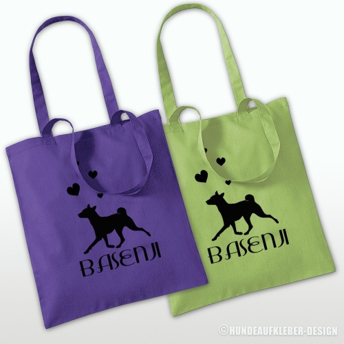 Basenji Einkaufstasche lila und kiwi