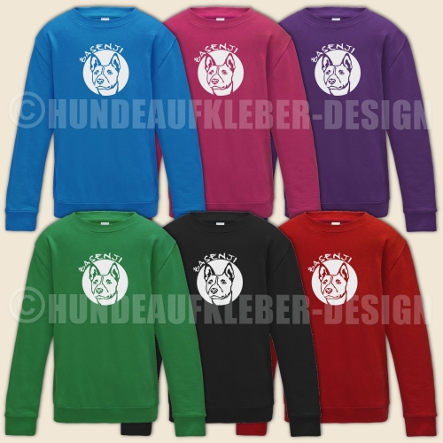Preview: Sweatshirt Kinder mit Basenji Motiv Druck