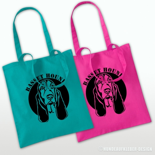Basset Hound Einkaufstasche türkis /  pink