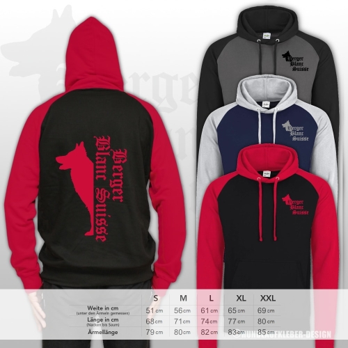 Berger Blanc Suisse Pullover mit Kapuze schwarz/rot