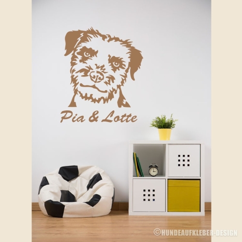 Border Terrier Wandtattoo mit Wunschtext
