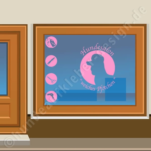 Schaufenster Gestaltung Hundesalon Aufkleber 
