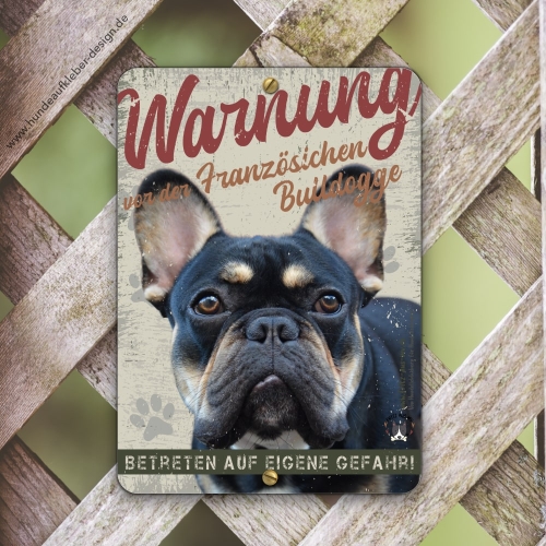 Französische Bulldogge Warnschild DIN A5