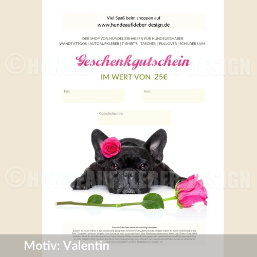 Hundeshop Gutschein Valentin 25Euro