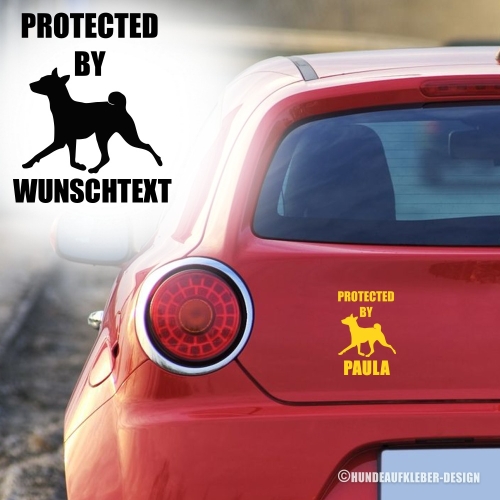 Protected by Basenji Autoaufkleber mit Hundename