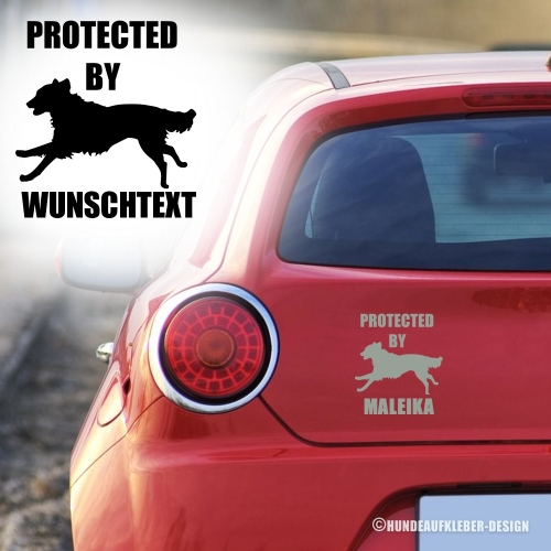 Protected by Flat Coated Retriever Autoaufkleber mit Hundename