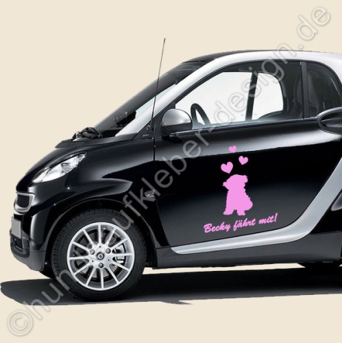 Hundeaufkleber fuers Auto mit Name