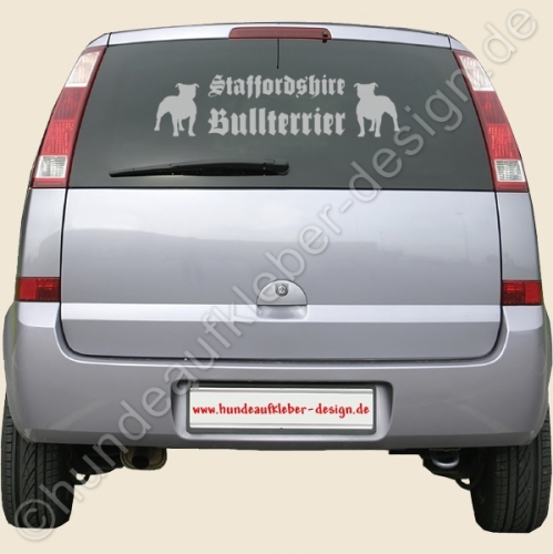 Hundearssen Aufkleber fuers Auto Staffordshire Bullterrier