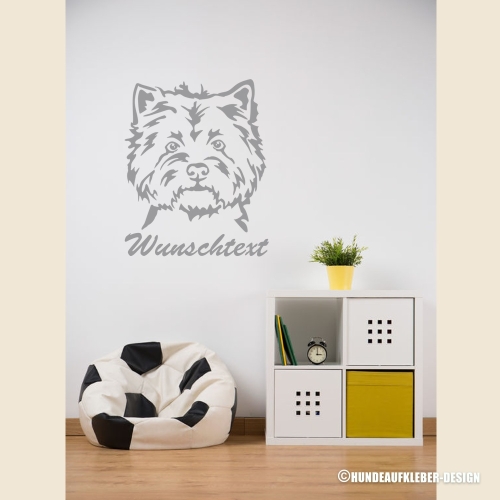 West Highland Terrier Wandtattoo mit Wunschtext