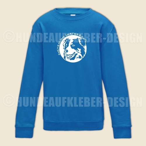 blauer Pulli Kinder Australian Shepherd