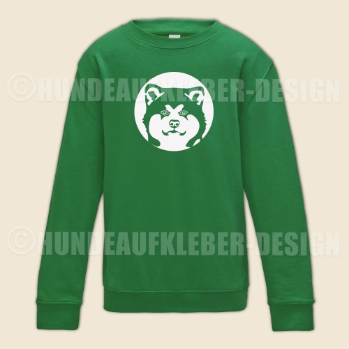 Preview: Kinder Pullover mit Hund Akita gruen