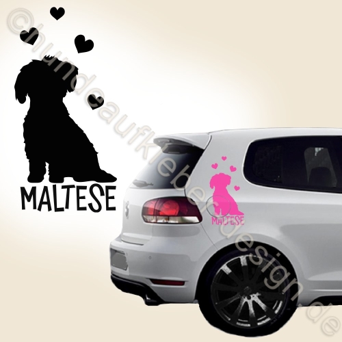 Auto Aufkleber Malteser Name Autoaufkleber Pfoten Hundeaufkleber Bolonka  A4018