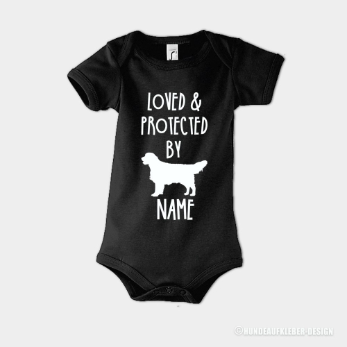 Baby Body Strampler Hund Golden Retriever schwarz