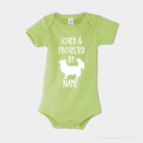 Baby Strampler Chihuahua & Wunschtext gruen
