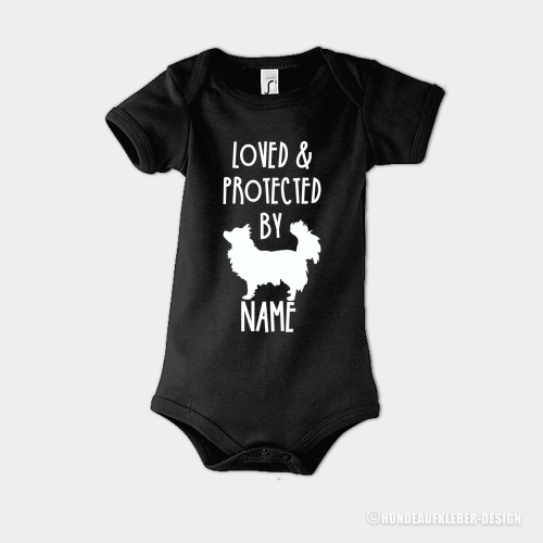 Baby Strampler Chihuahua & Wunschtext schwarz