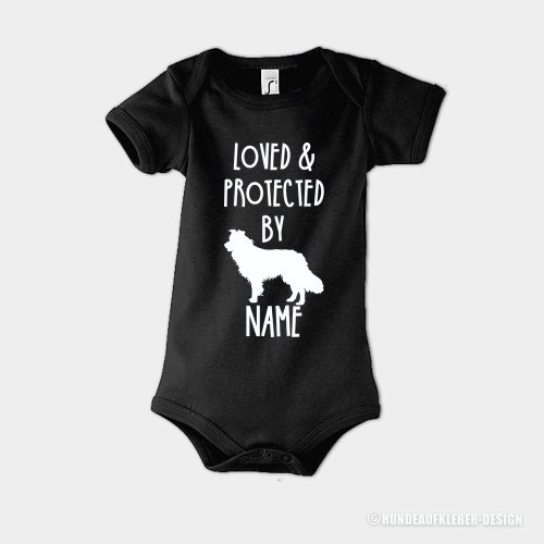 Baby Strampler Border Collie Hund Wunschtext schwarz