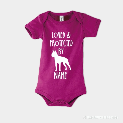 Baby Strampler Body Boston Terrier pink