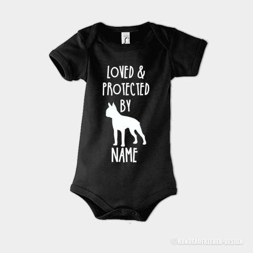 Baby Strampler Body Boston Terrier schwarz