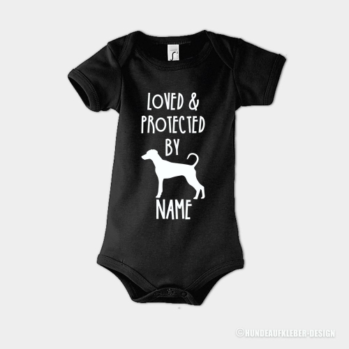 Baby Body Hund und Wunschtext Dobermann schwarz