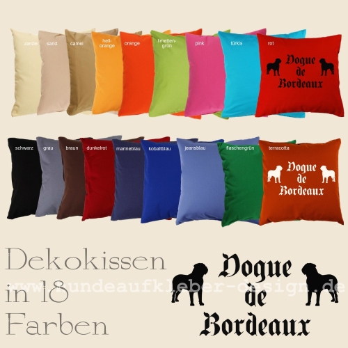 Dekokissen mit Hundemotiven bedruckt Bordeaux Dogge