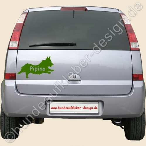 Welsh Corgi Autoaufkleber mit Wunsch Hundenamen