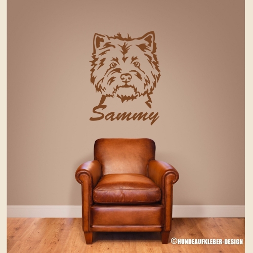 West Highland Terrier Wandaufkleber mit Hundename