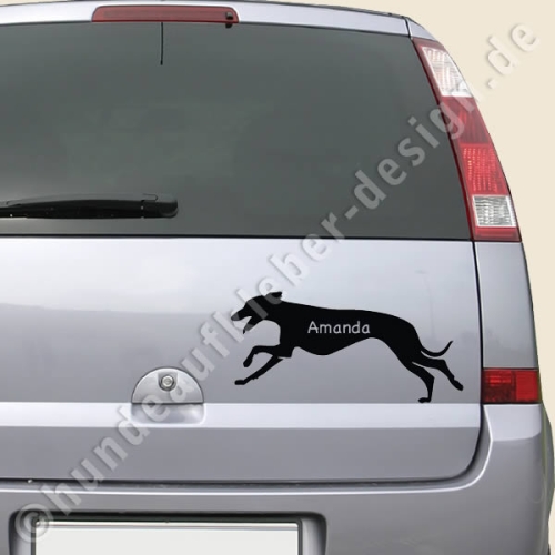 Whippet wunschname hundeaufkleber