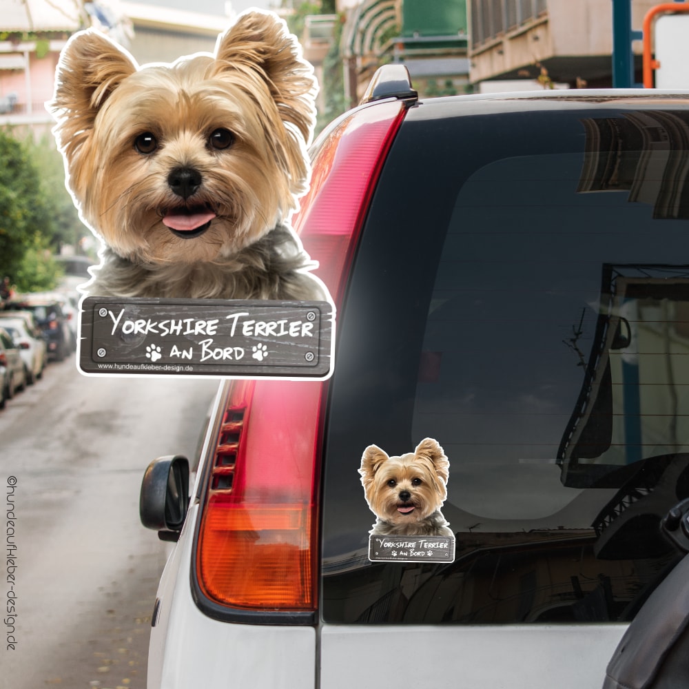 Hundeaufkleber Shop  Yorkshire Terrier an Bord Autoaufkleber