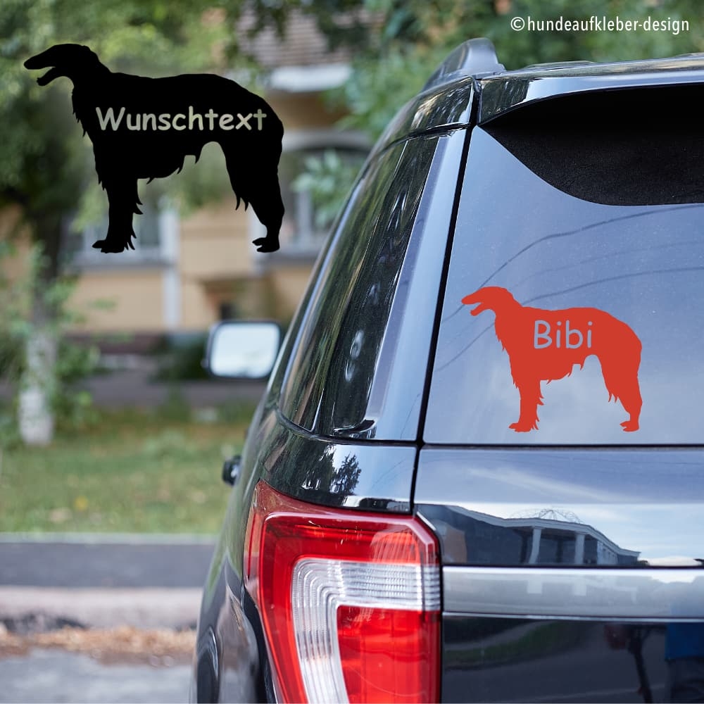 Barsoi Umriss Autoaufkleber mit Hundename