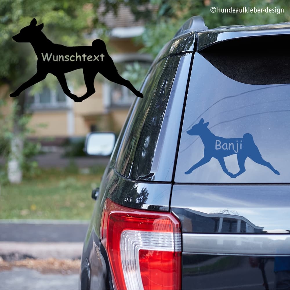 Basenji Umriss Autoaufkleber mit Hundename