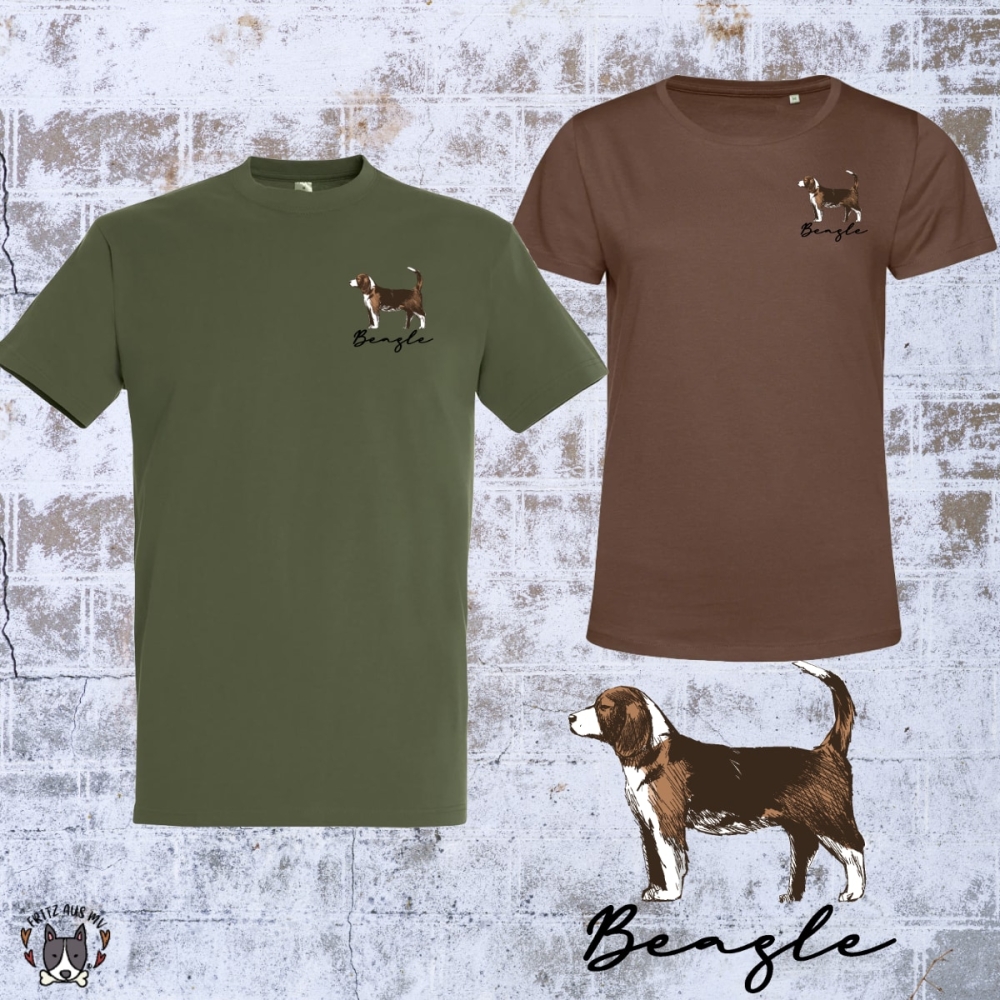 Beagle T-Shirt mit dezenten Brustdruck
