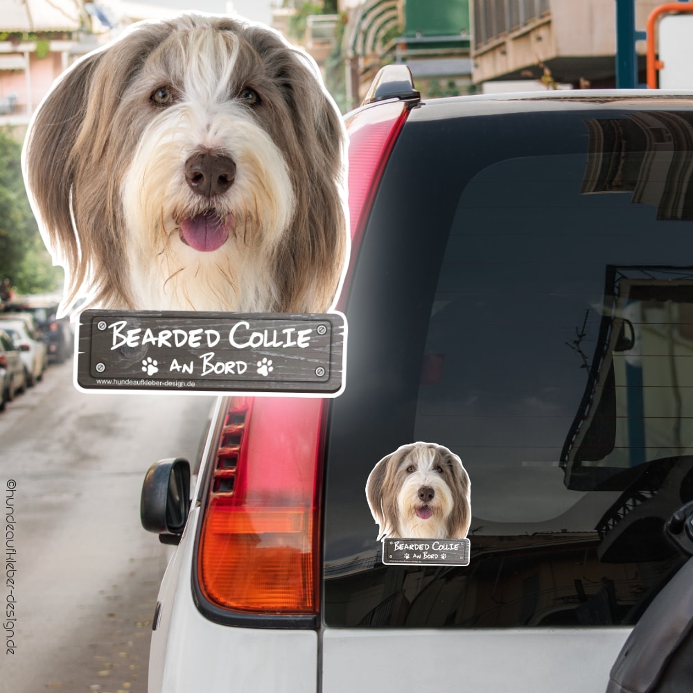 Bearded Collie an Bord Autoaufkleber
