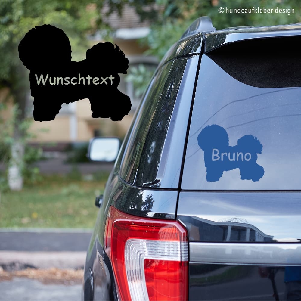 Bichon Frisé Umriss Autoaufkleber mit Hundename