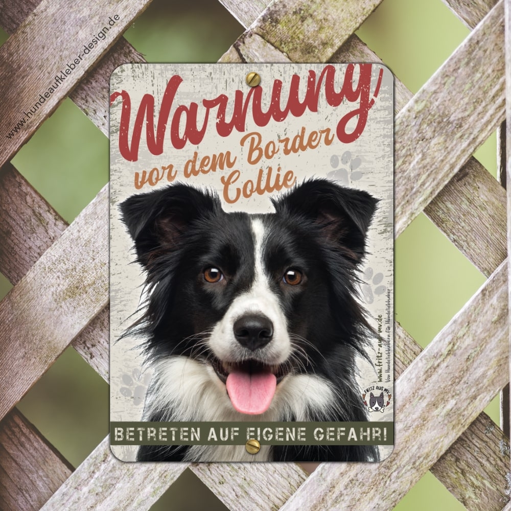 Border Collie Warnschild DIN A5